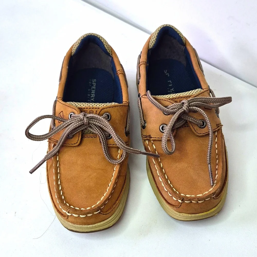 Sperry Lanyard Boys Brown Leather Boat Shoes Lace-Up Breathable US 13M 31